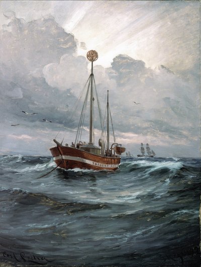 The Lightship at Skagen Reef by Carl Ludvig Locher